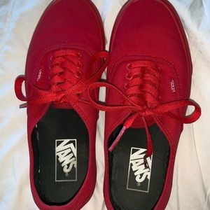 all red authentic vans